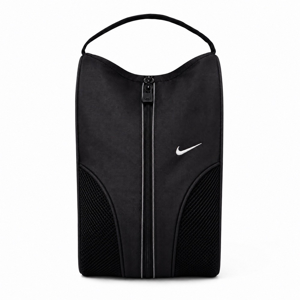 Vintage 2007 Nike Golf Shoe Bag TG0001 Black Swoosh Mesh Vented Zip Travel